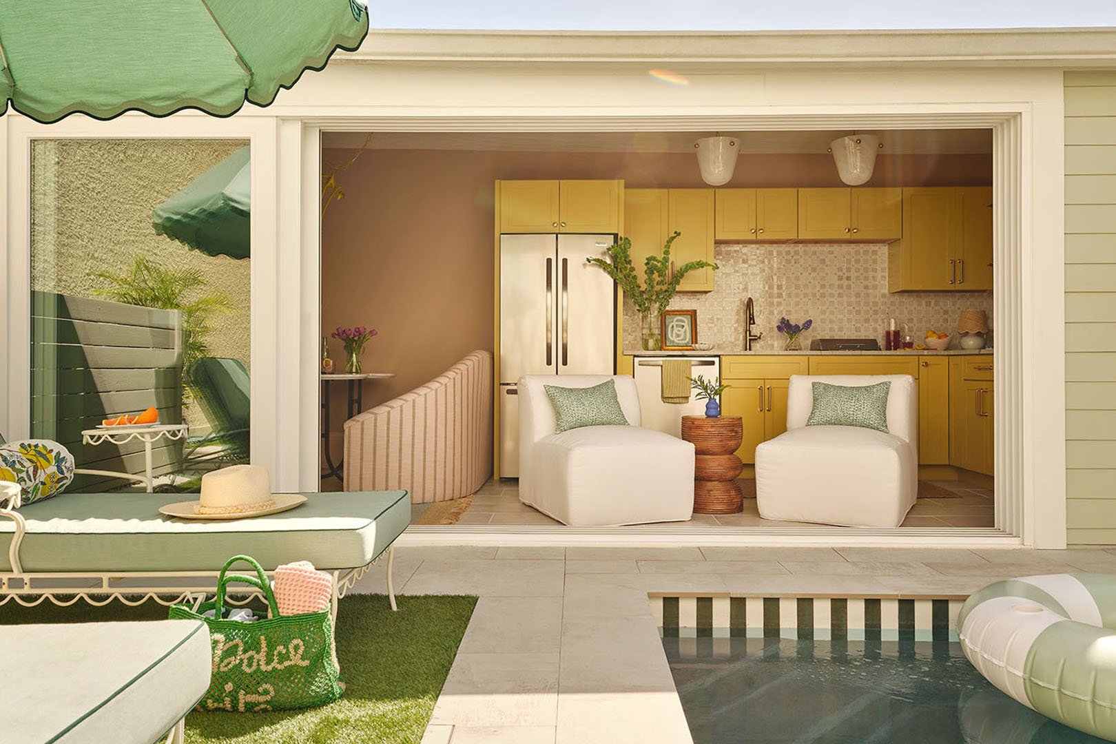 pool house with open windows