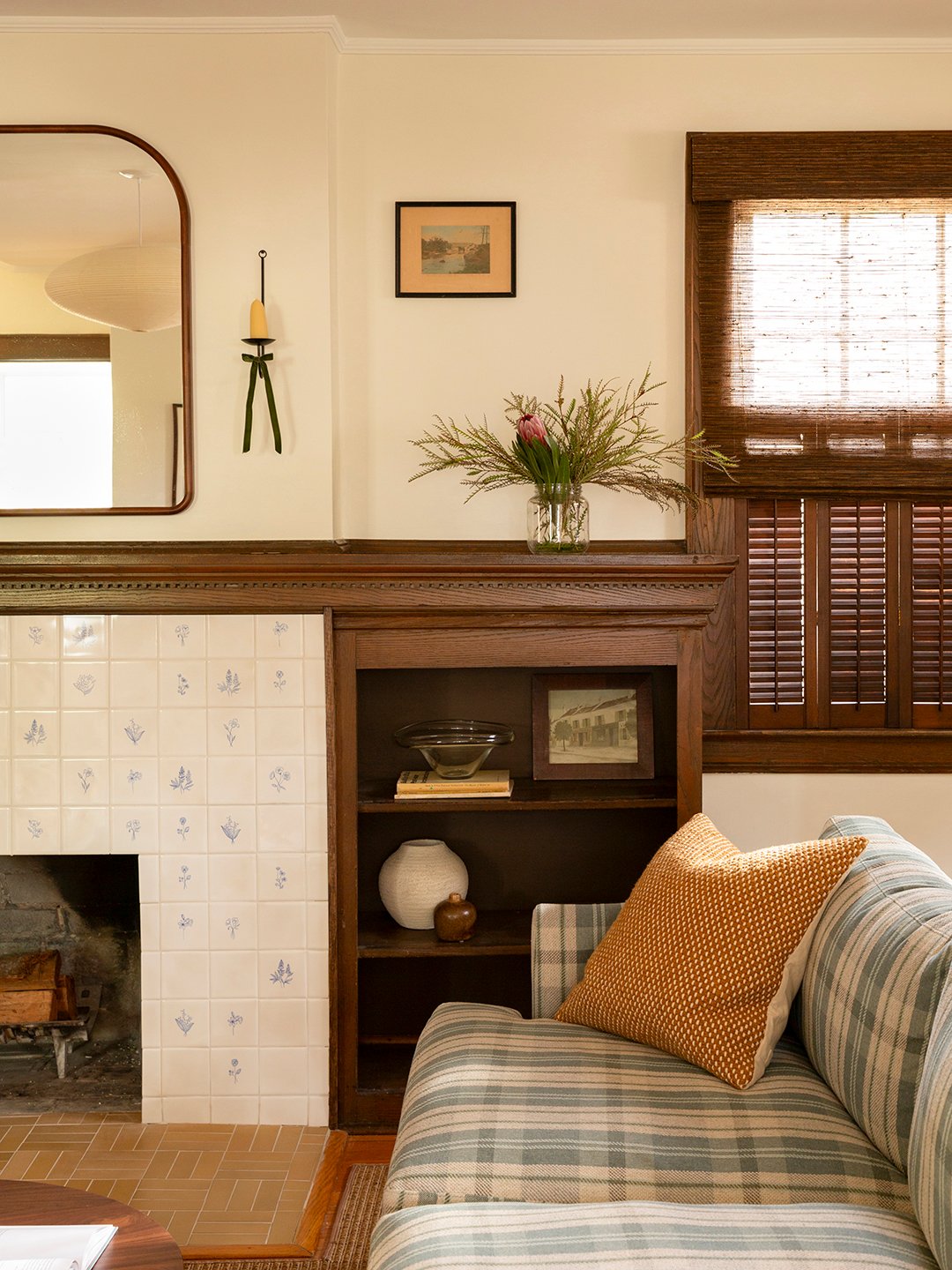 delft tile fireplace