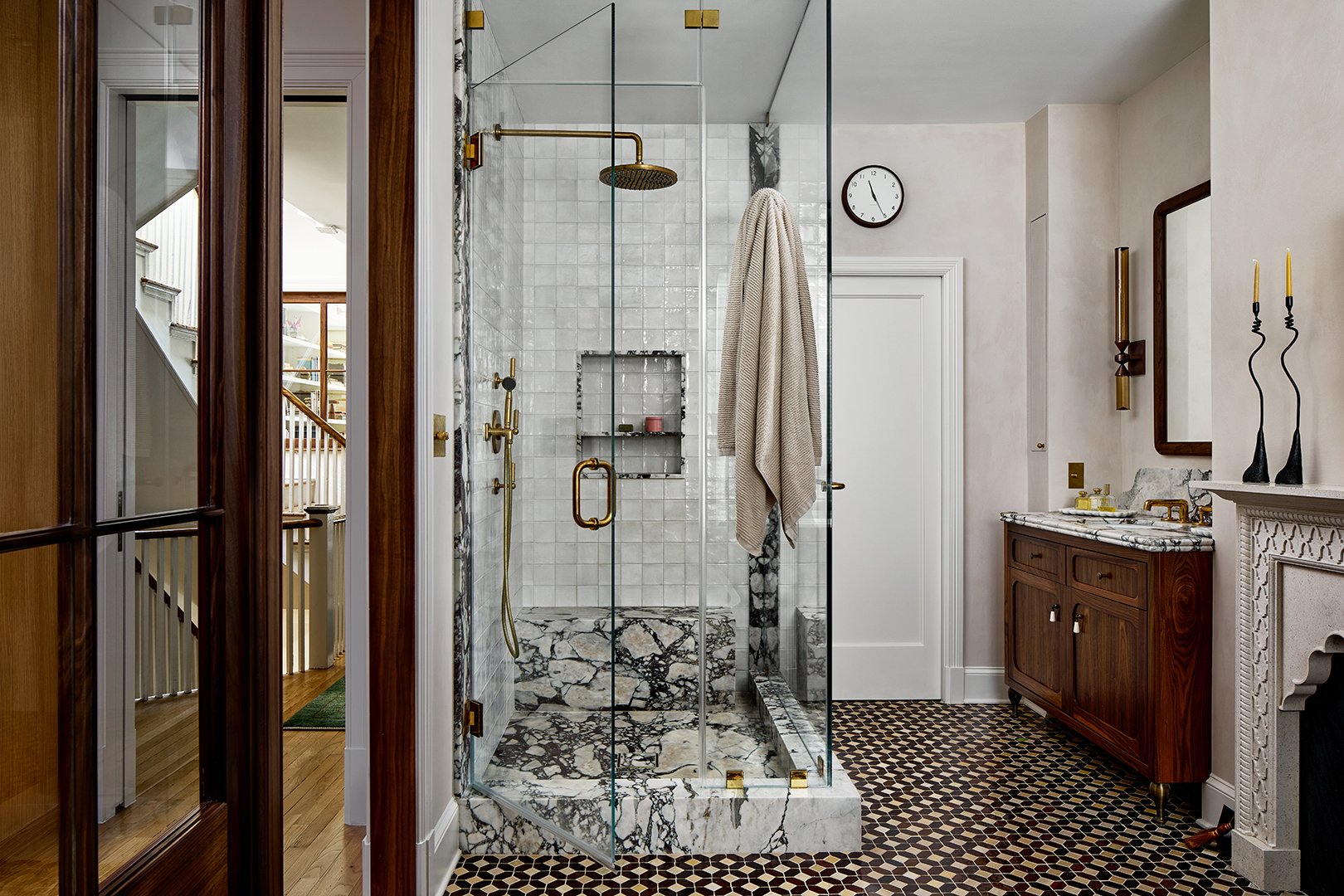 primary ensuite with glassed in shower