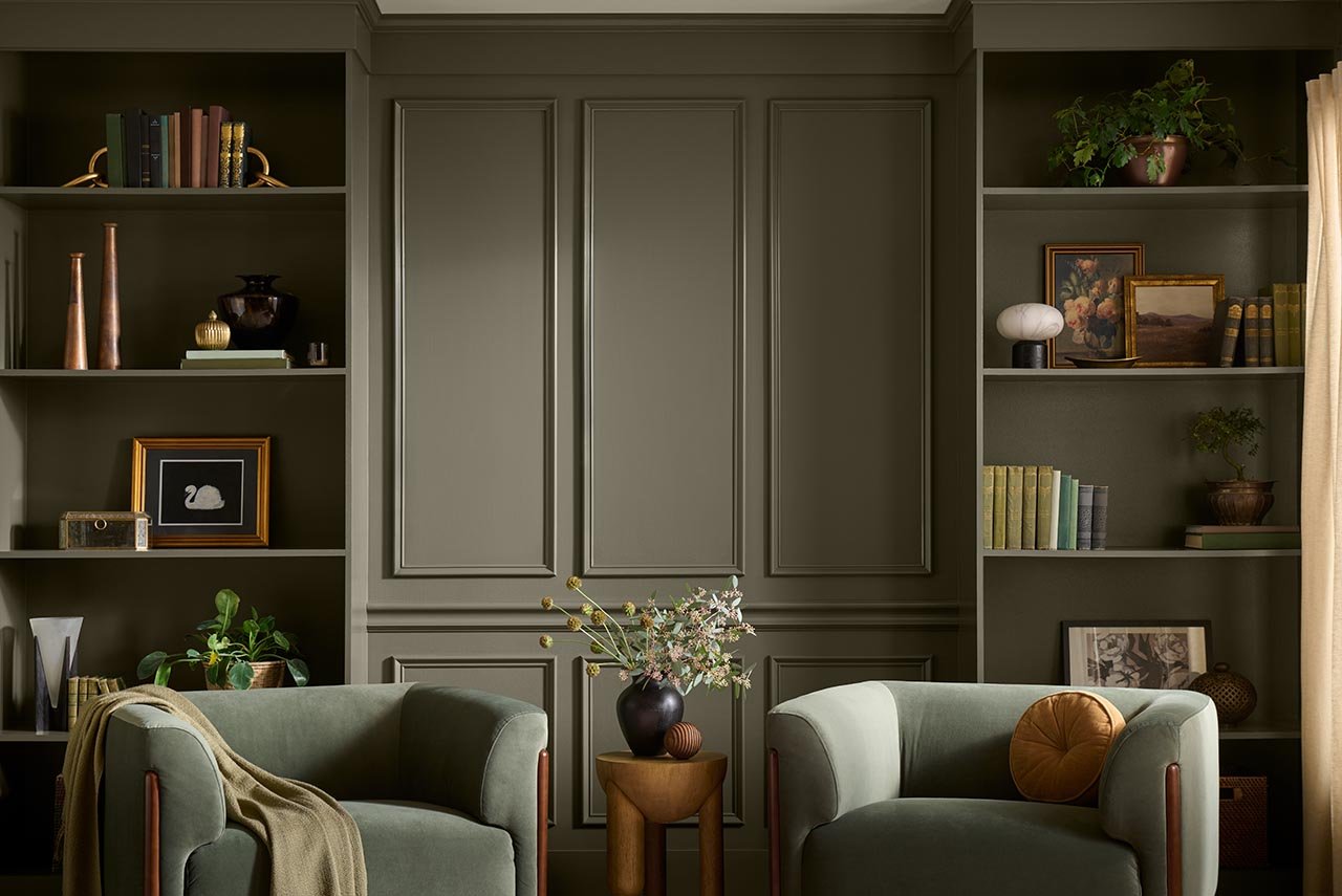olive green living room