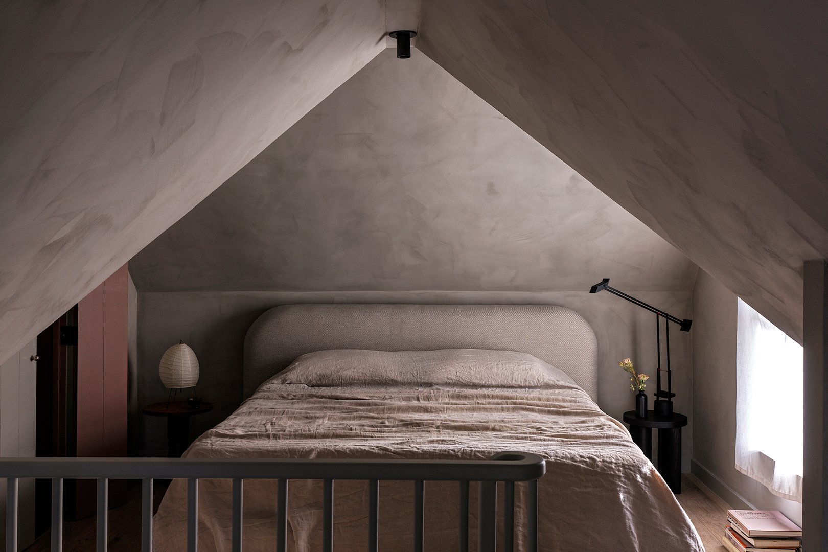 gray limewash bedroom