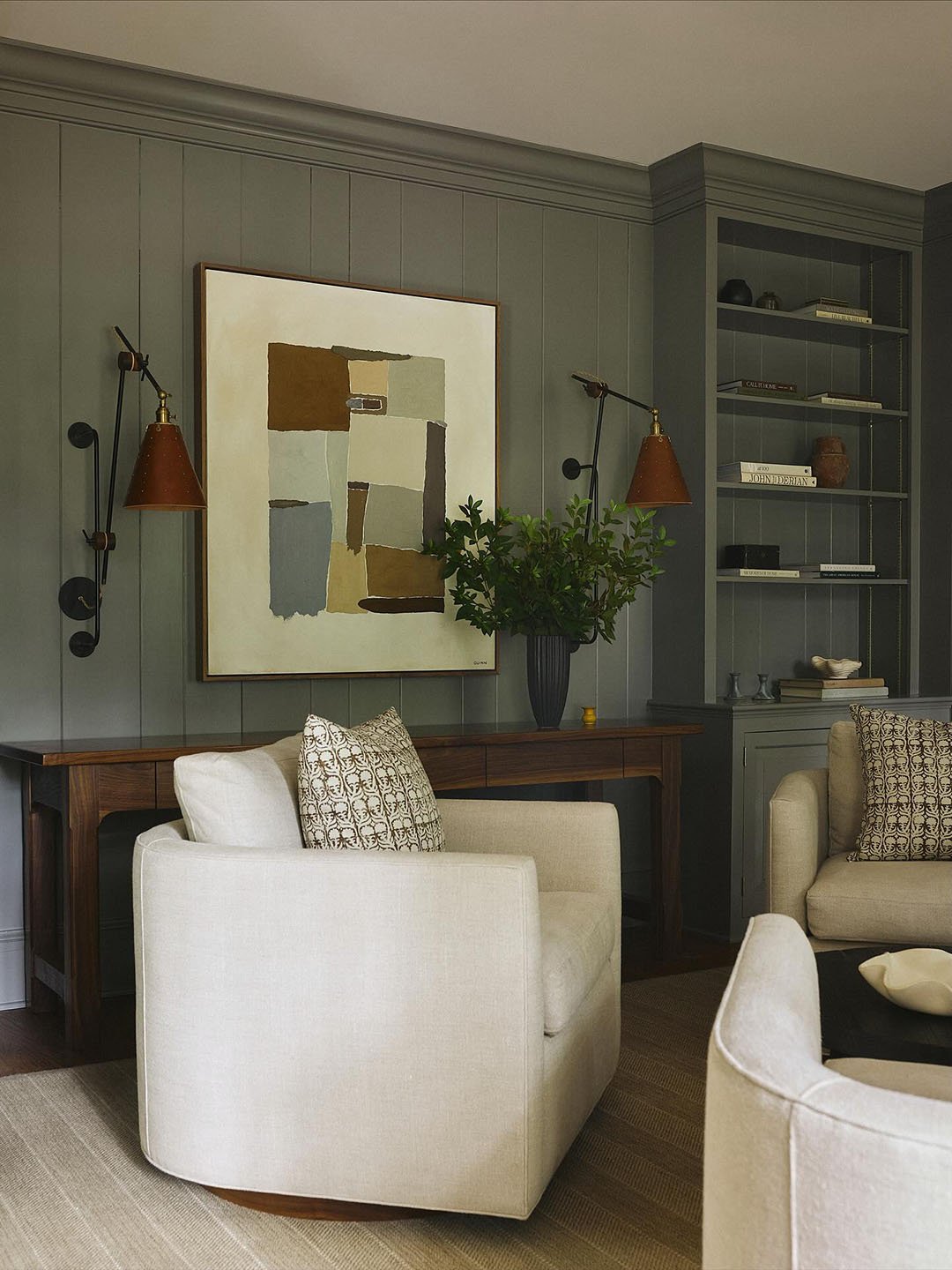 white chair in gray living room