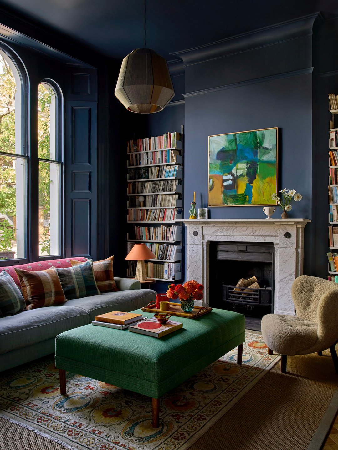 dark blue living room