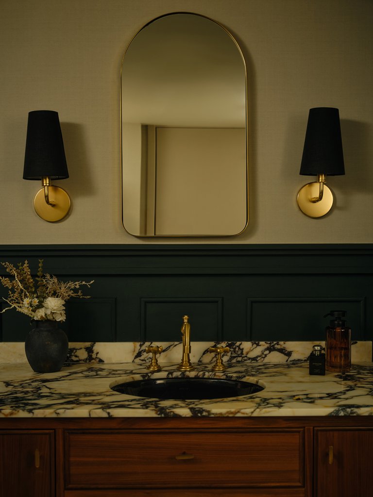 Before & After: Stylishly Squeezing a Laundry Nook Into a Basement Bath