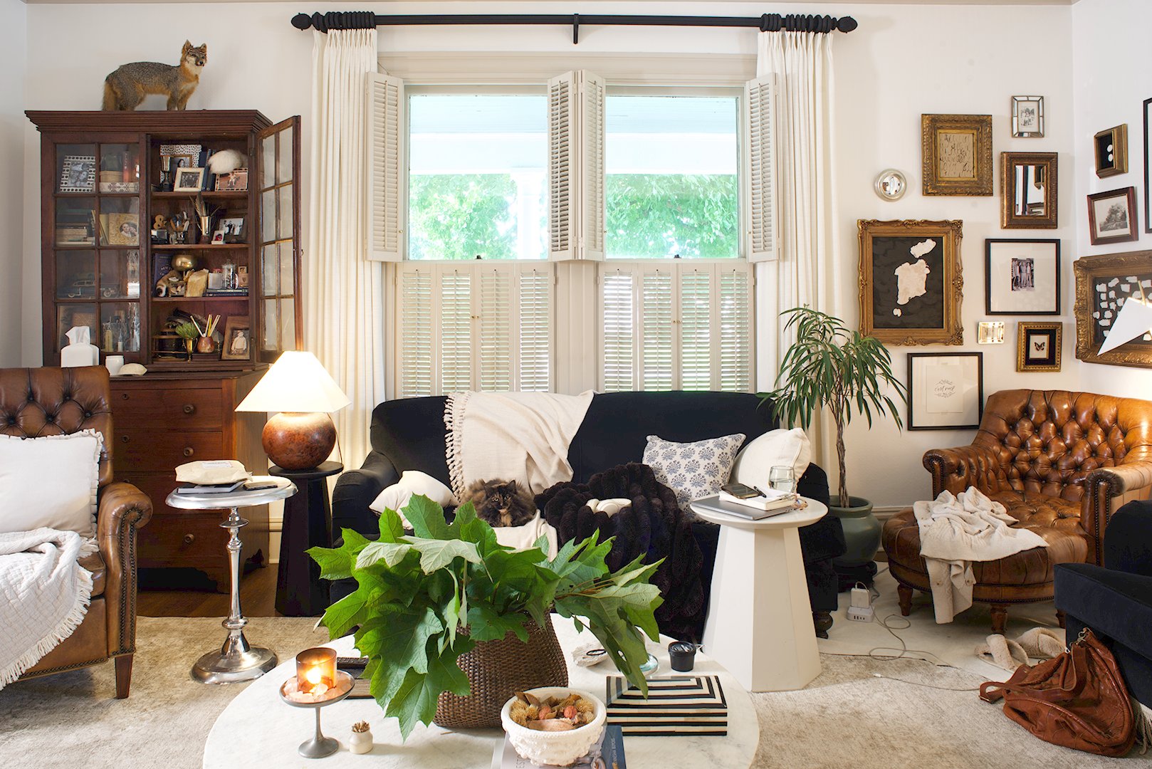 cluttered living room