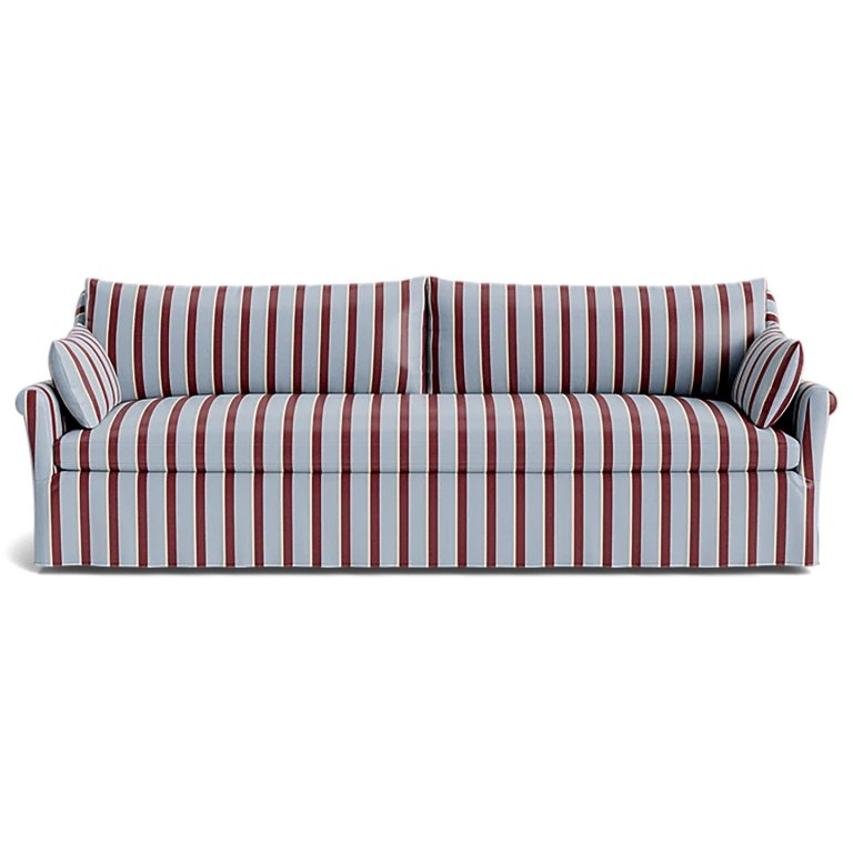 striped rolled arm sofa