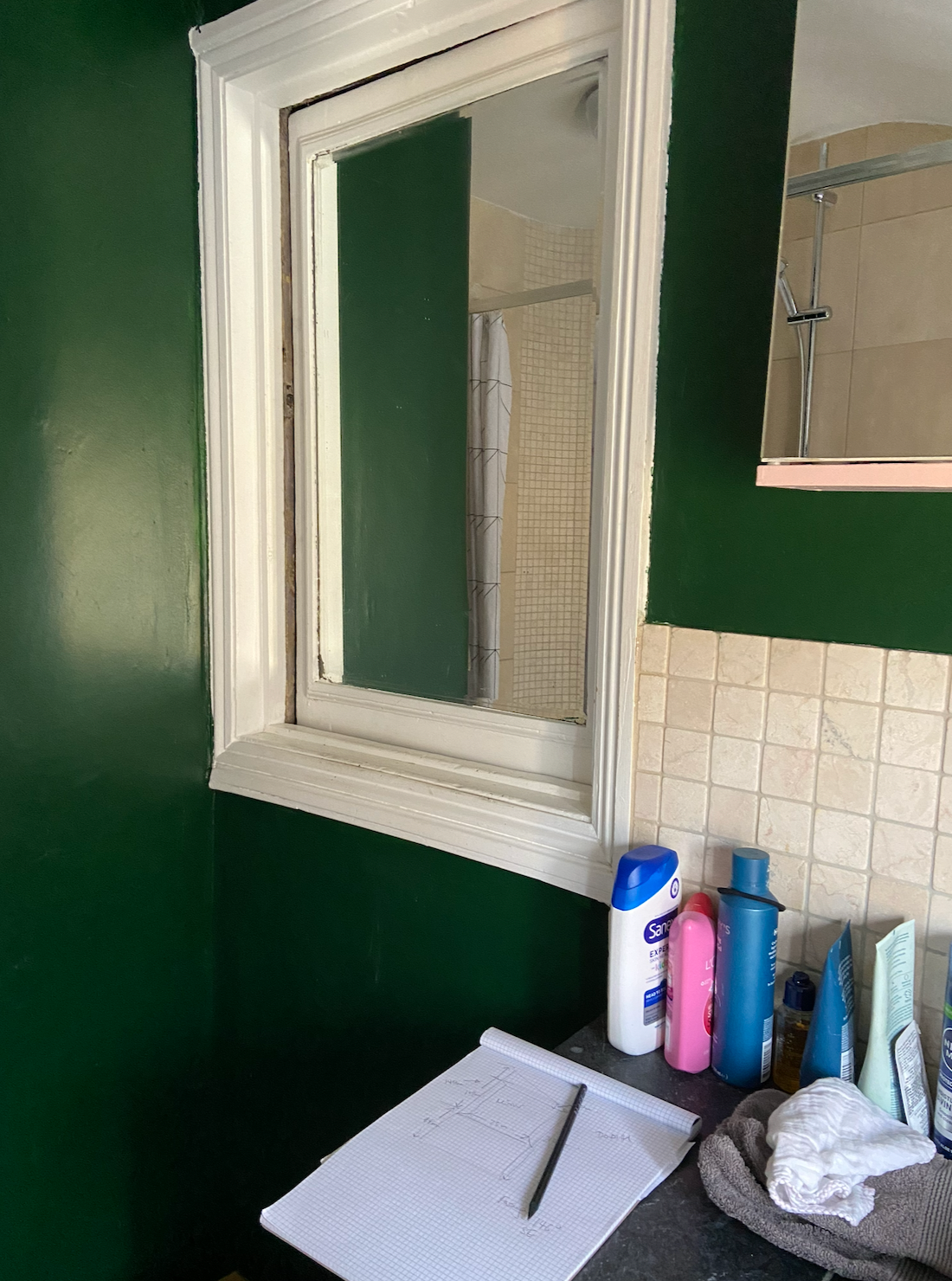 green bathroom mirror