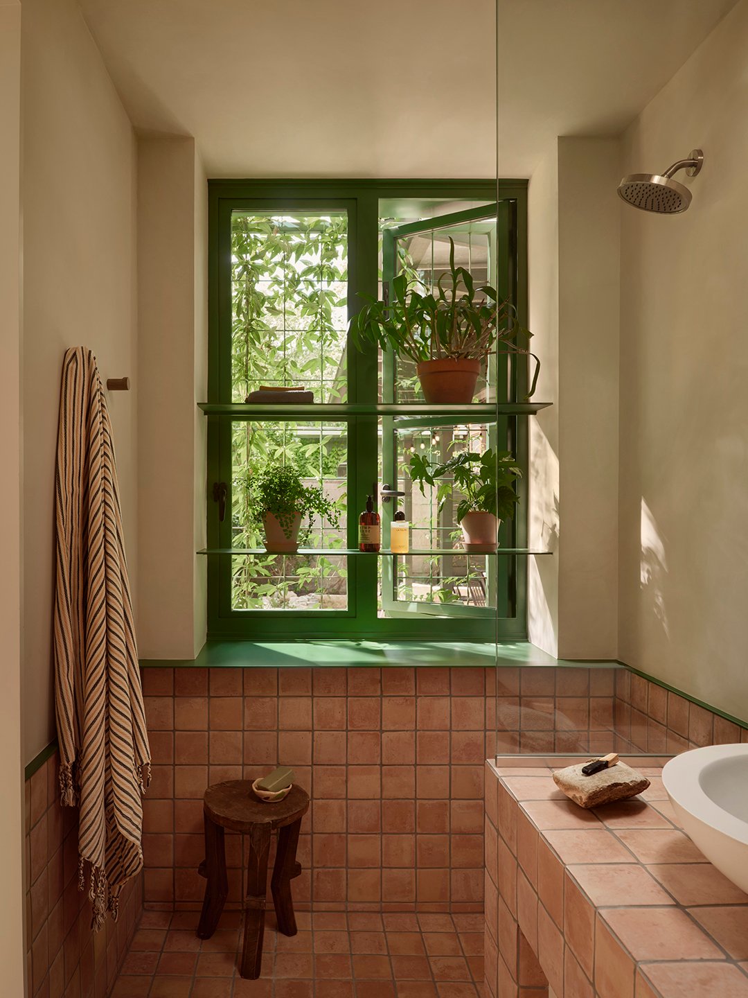 green shower window