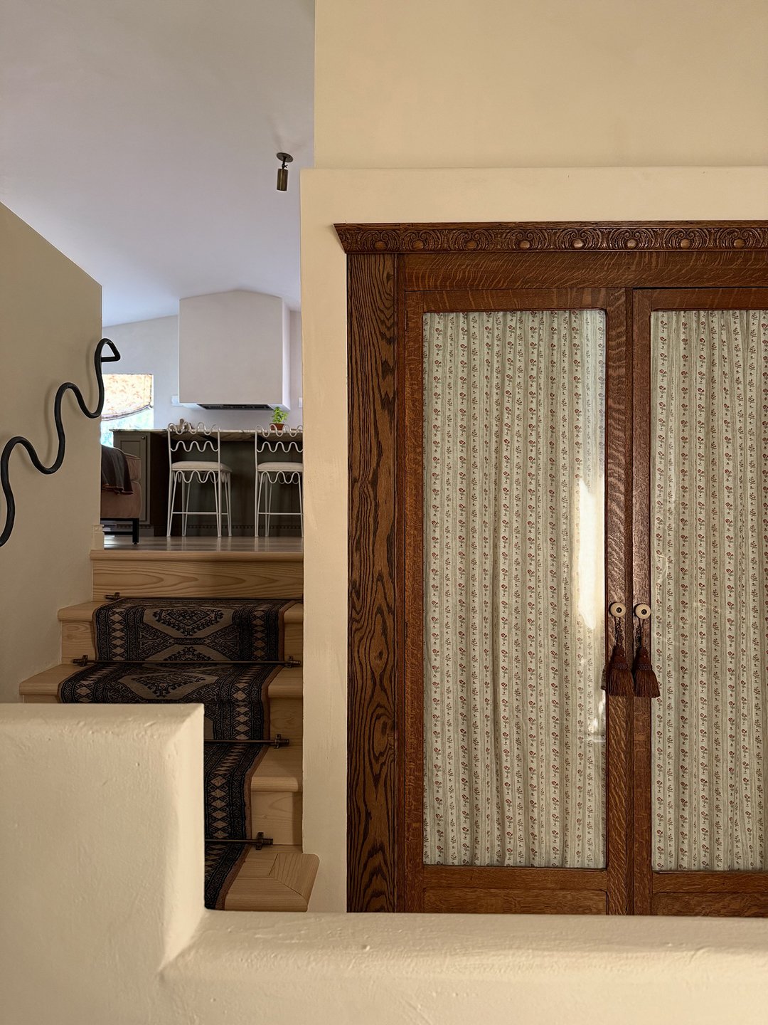 wood hutch in entryway