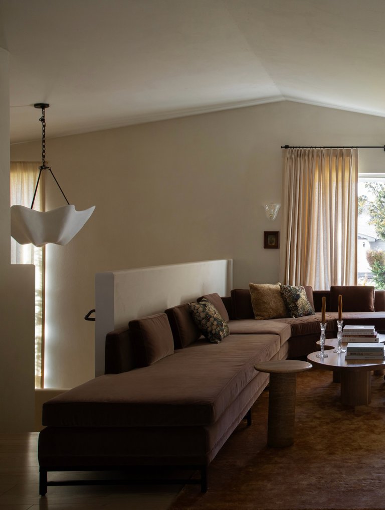 chic split level living room