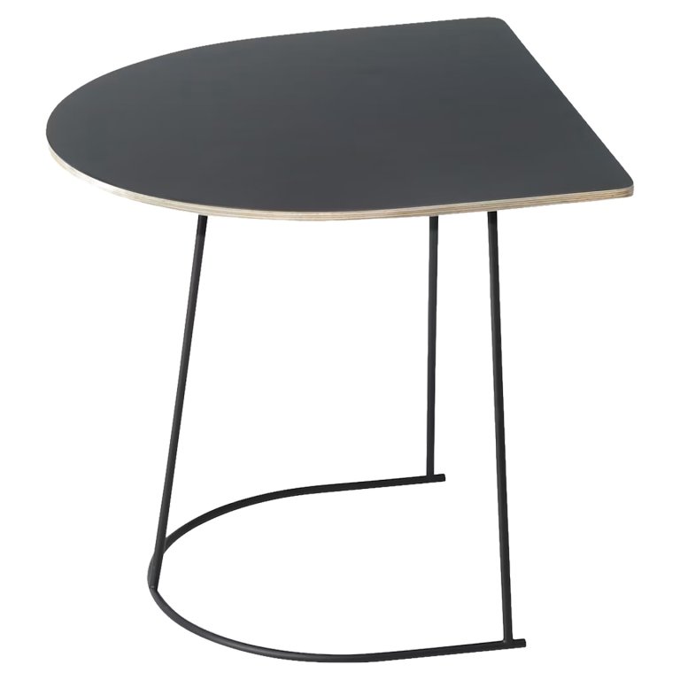 airy coffee table half moon in black