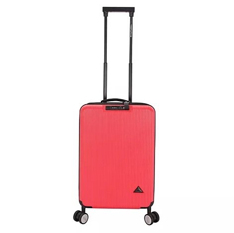neon red carry-on suitcase