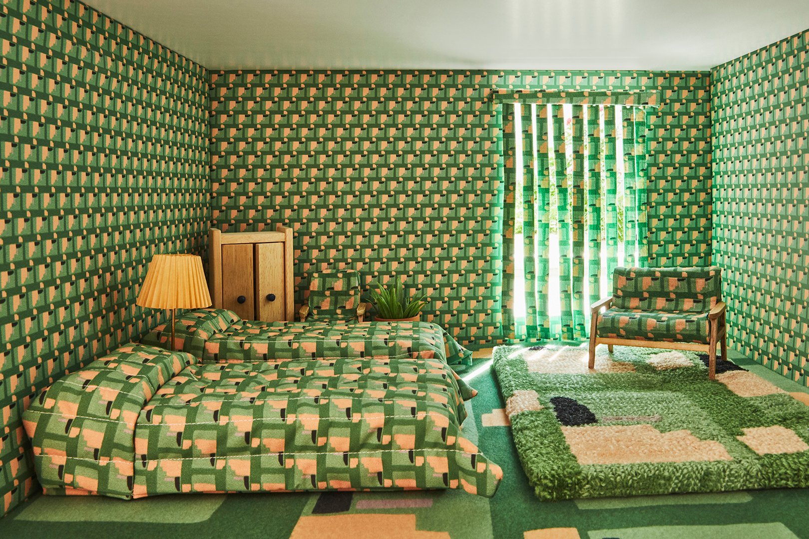 patterned bedroom