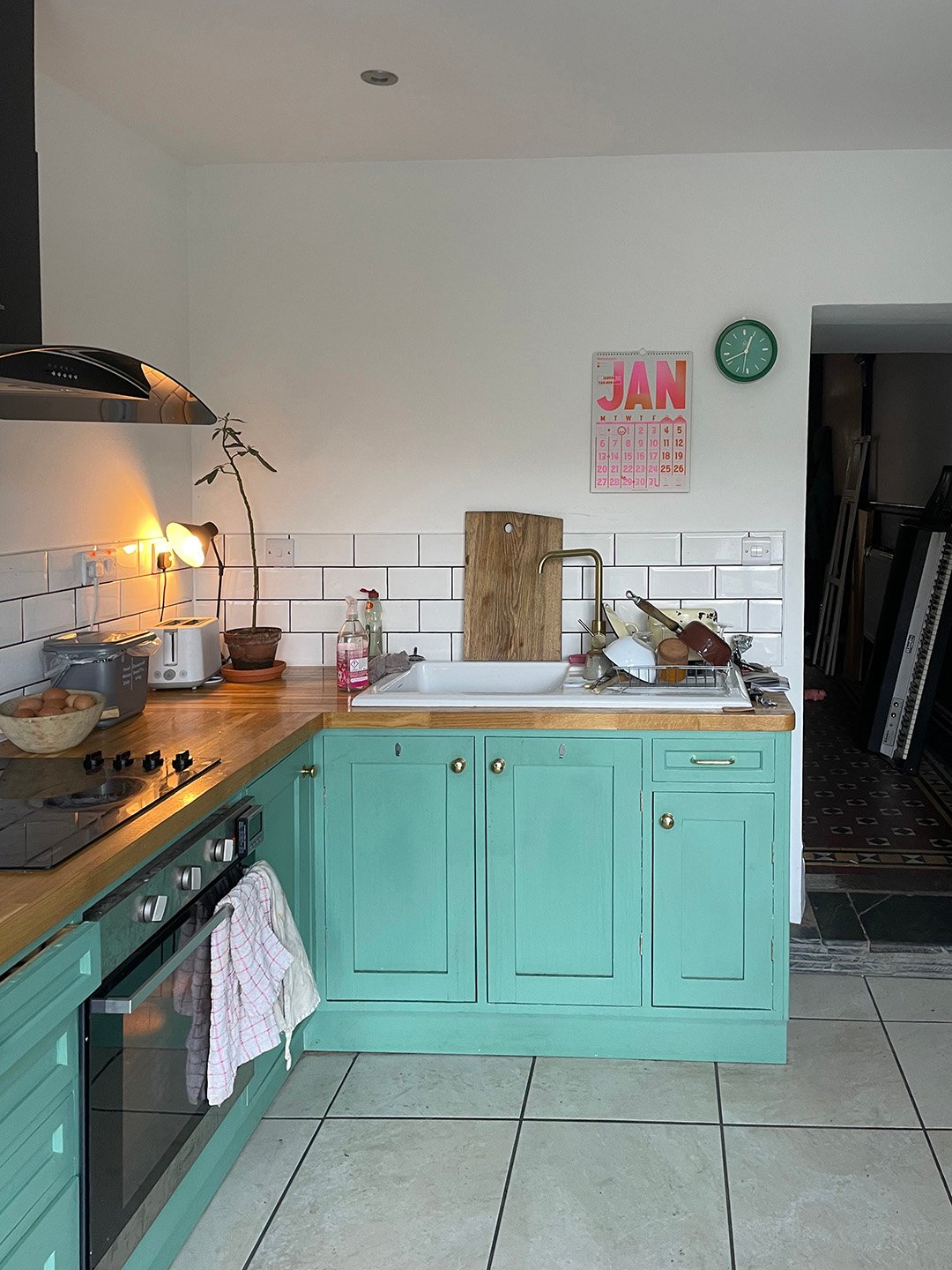 blue lower kitchen cabinets