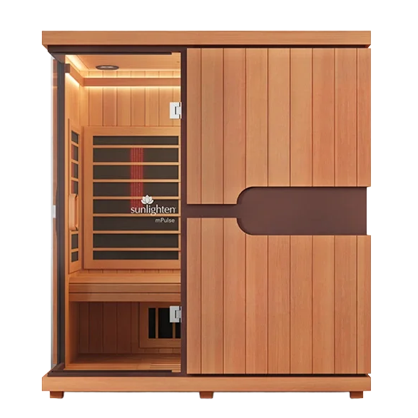 infrared wood-paneled sauna