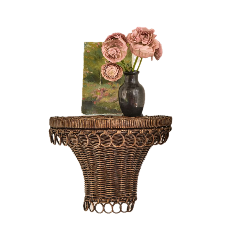 wicker shelf with looped edge