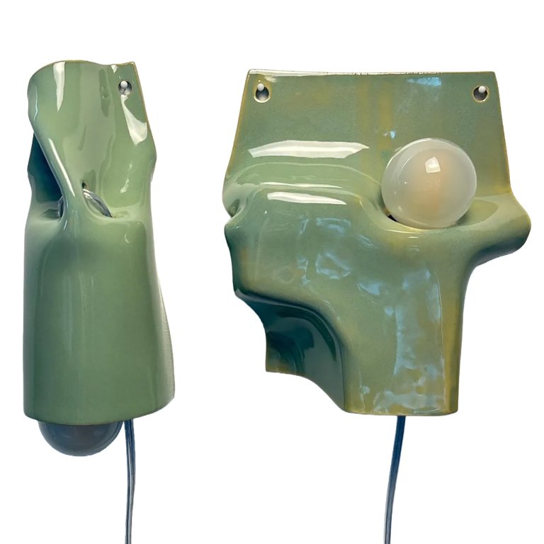 sculptural green sconces