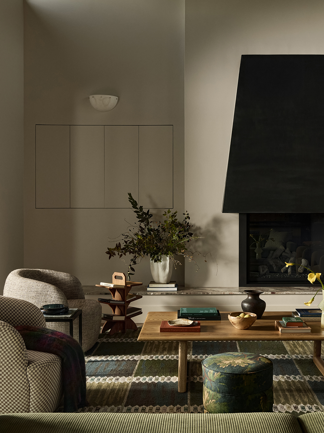 dark black fireplace hood