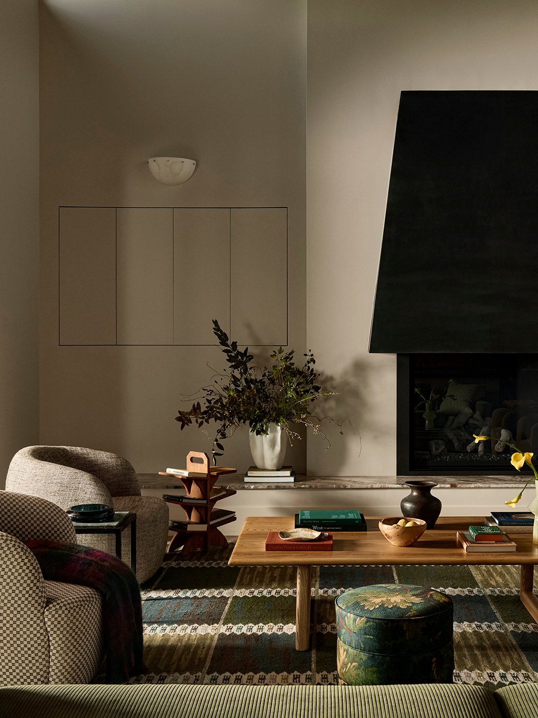 dark black fireplace hood