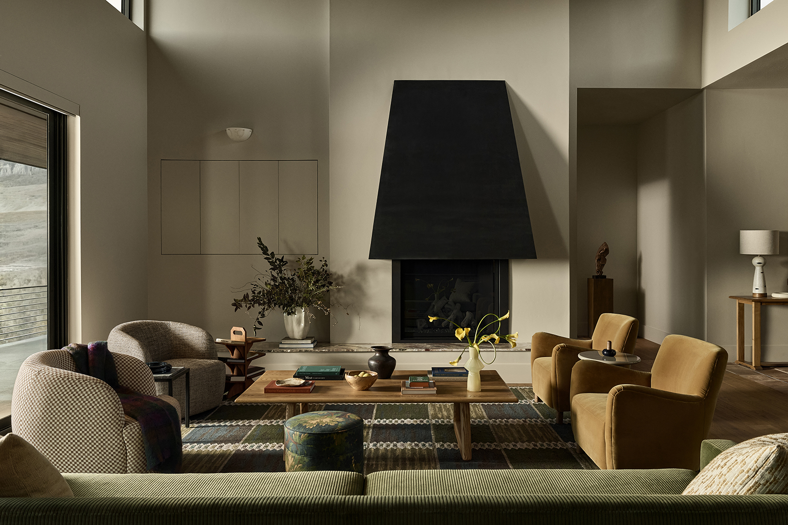 dark black fireplace hood