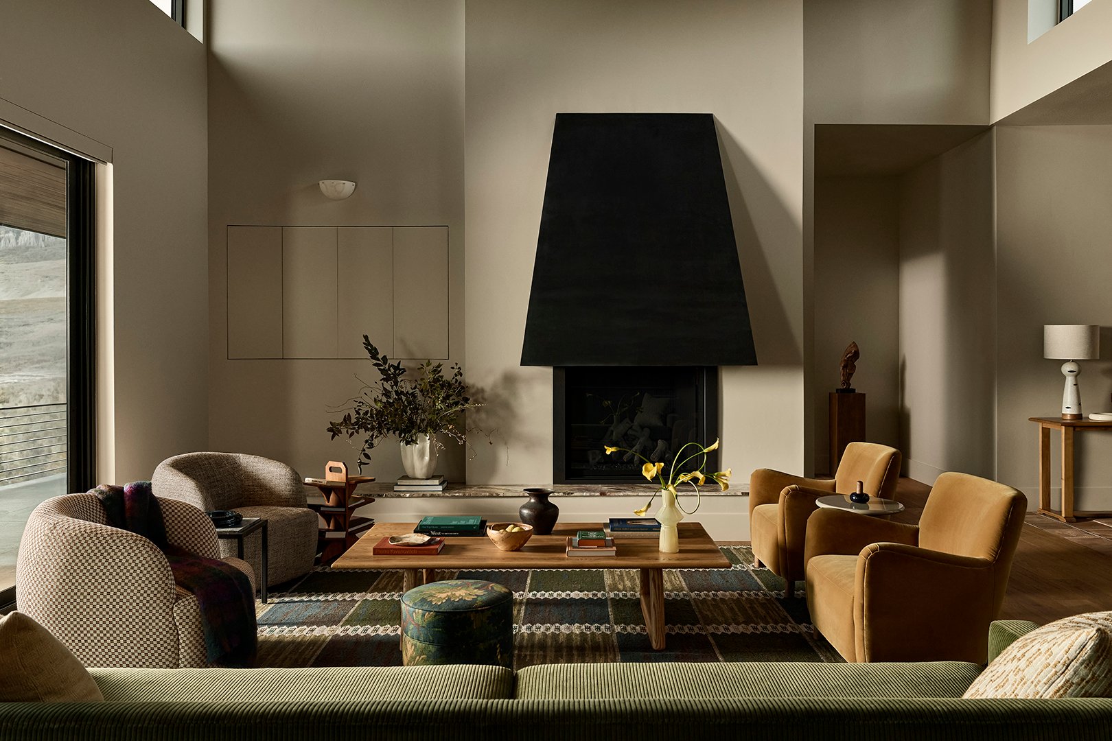 dark black fireplace hood