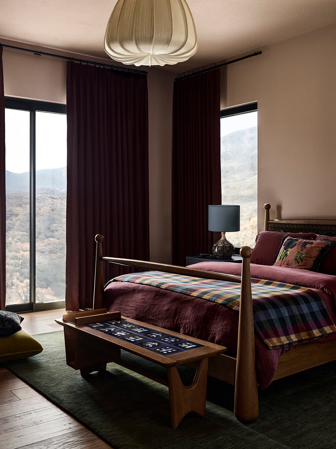 berry colored bedroom
