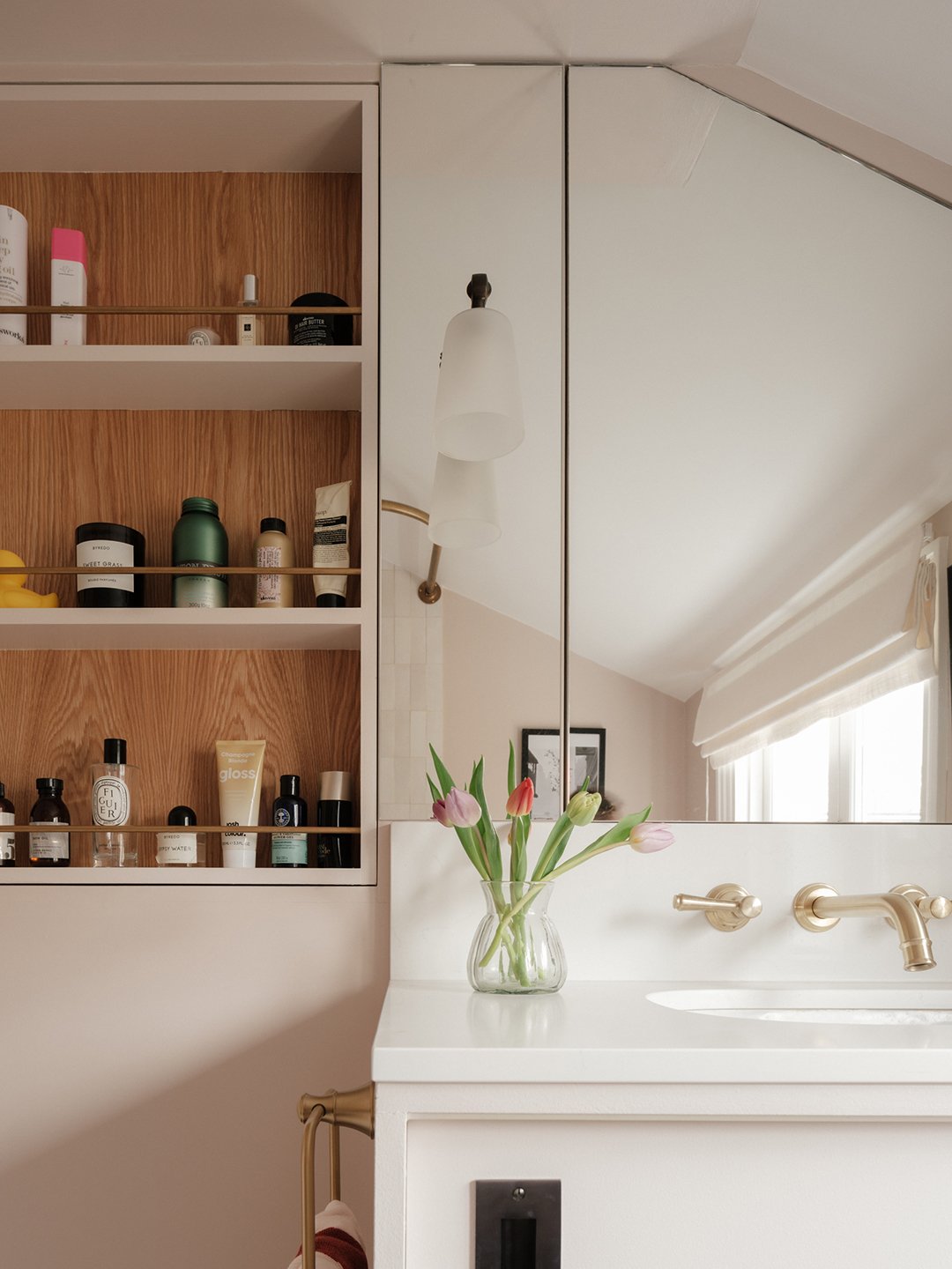 medicine cabinet with open shelves
