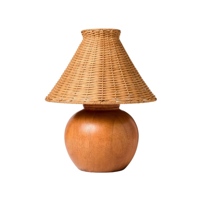 rattan and wood table lamp