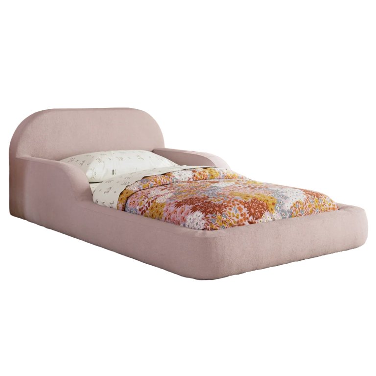 pastel pink toddler bed