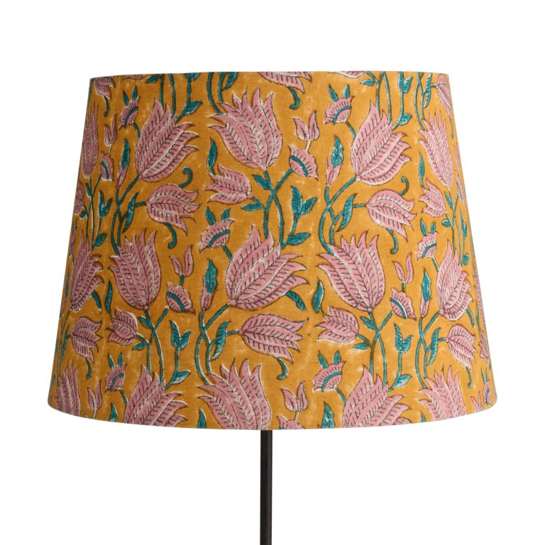 yellow and pink floral lampshade