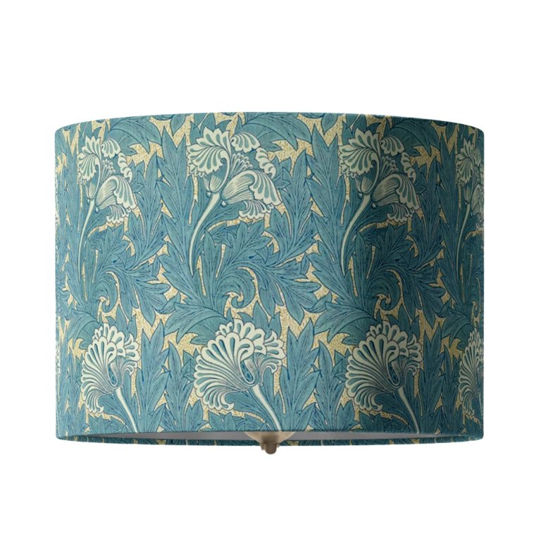 blue patterned lampshade