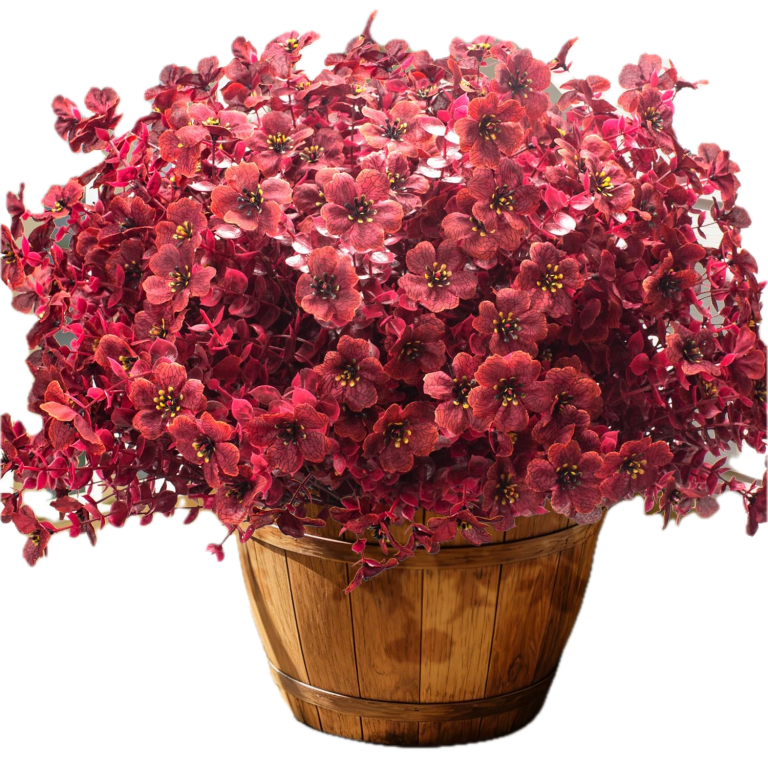 faux outdoor red pansies