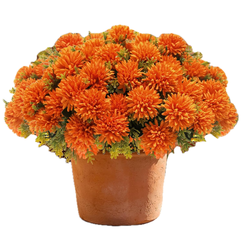 faux outdoor orange mums