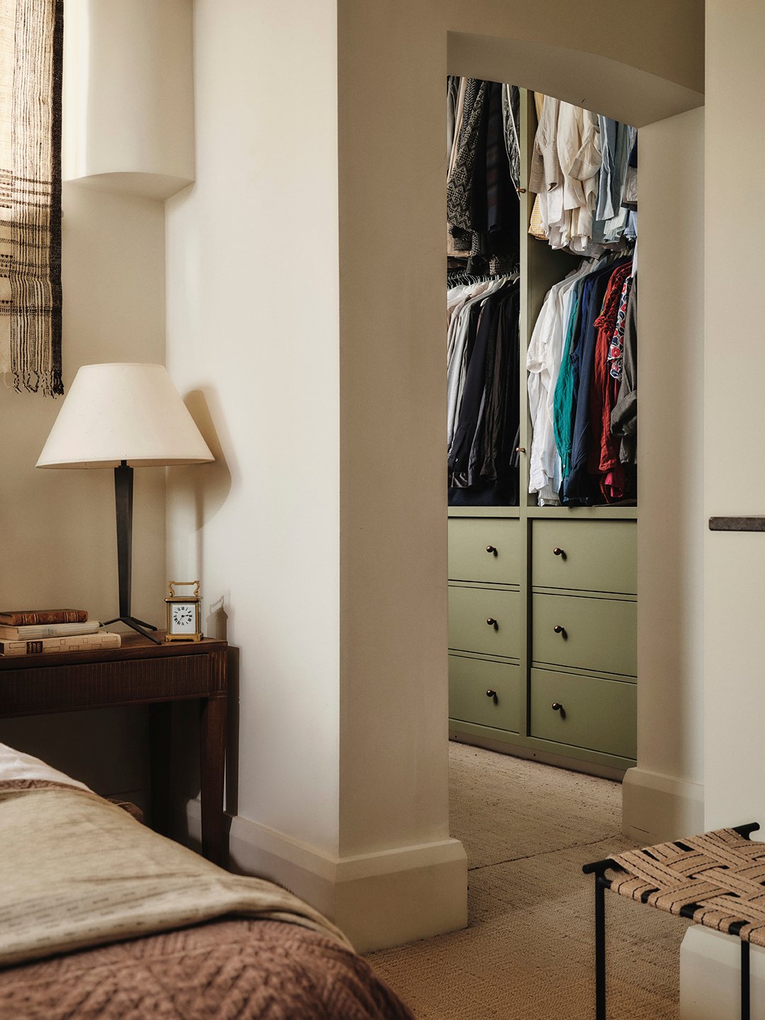 closet next to narrow bedroom