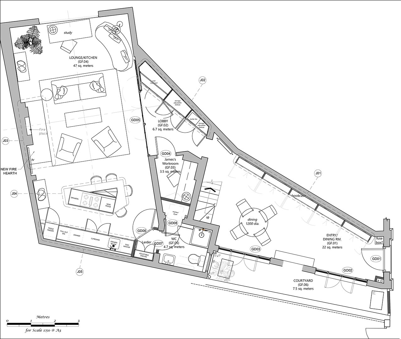 triangular house layout