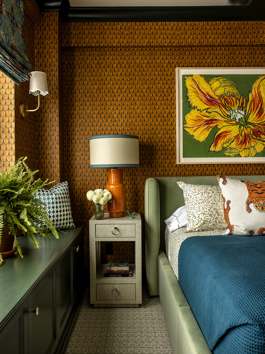 colorful patterned bedroom