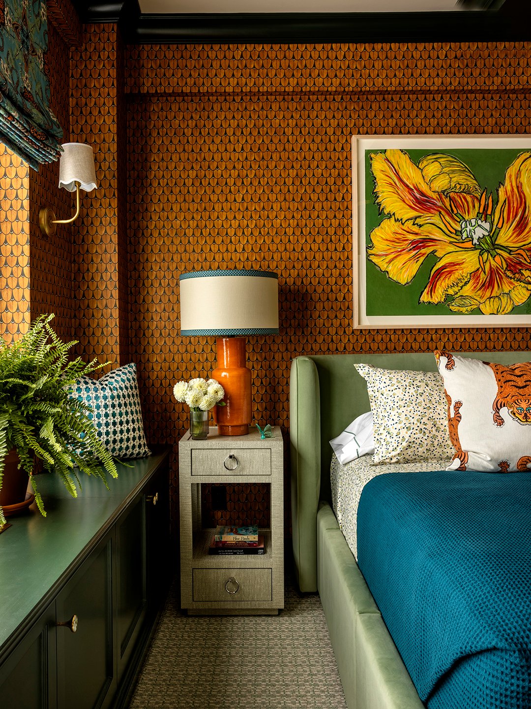 colorful patterned bedroom