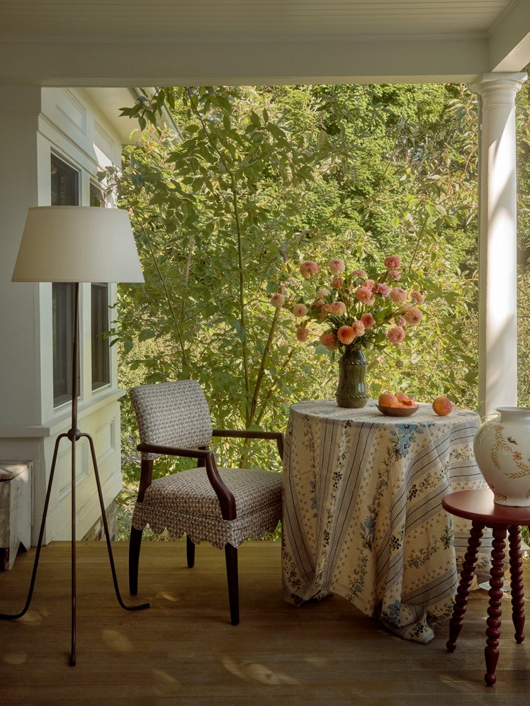 chair and table on porch