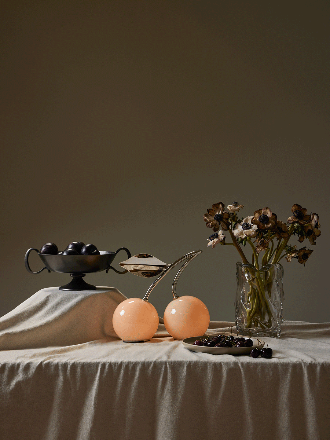 cherry lamp on table
