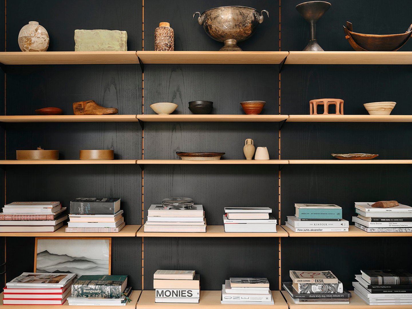 black modern shelving unit