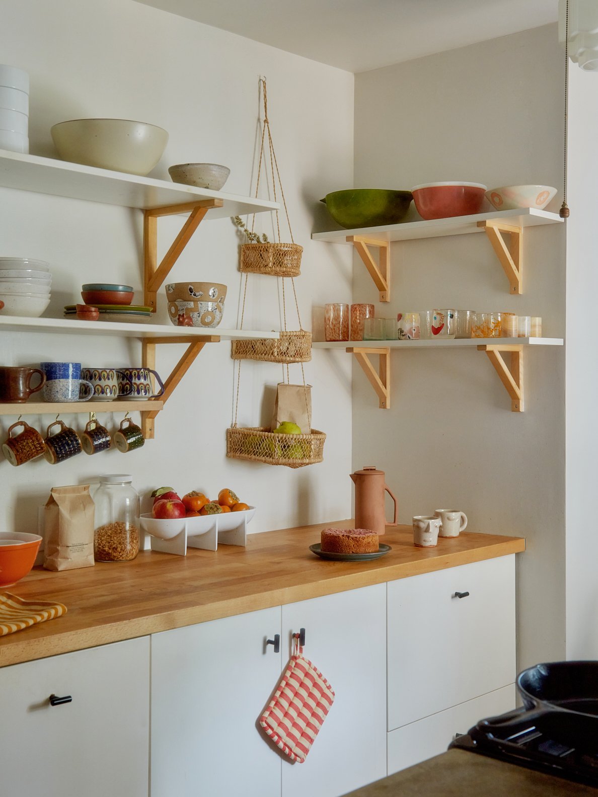 kitchen with open shelves