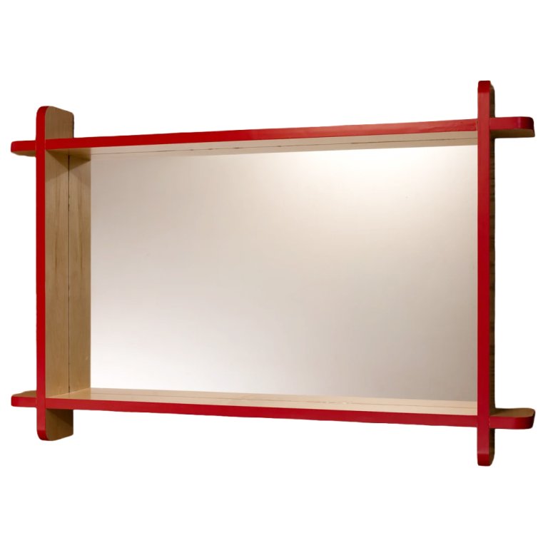 red boxy mirror
