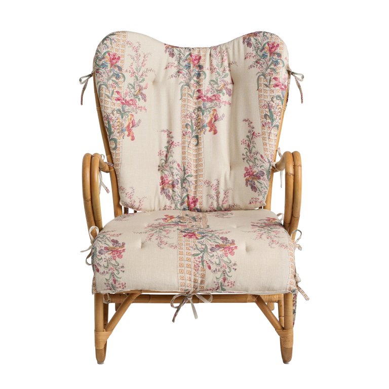 floral rattan chair