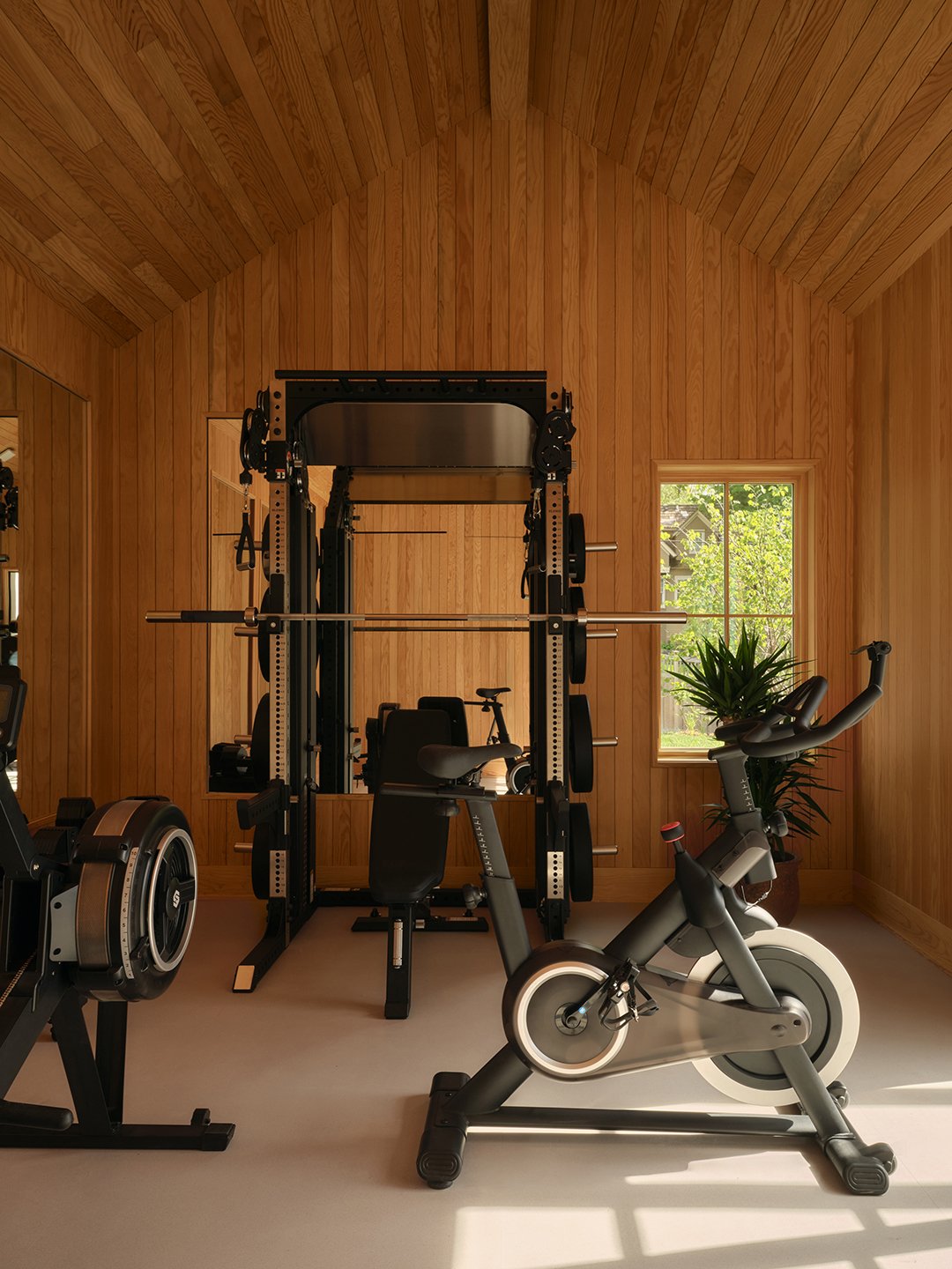 wood paneled gym