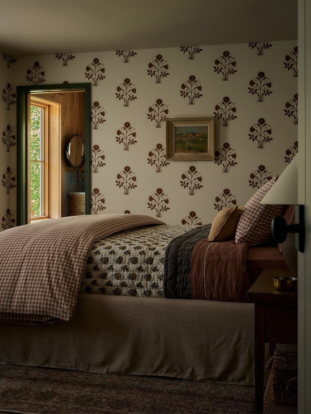 bedroom with wallpaper