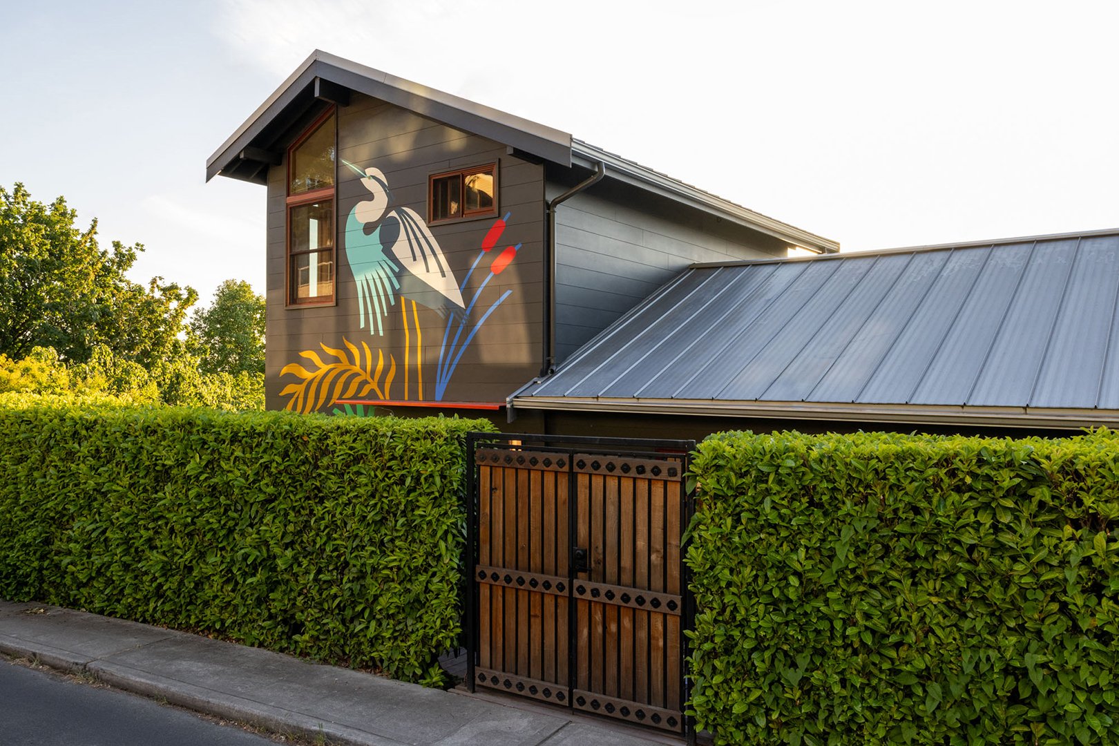 exterior with mural