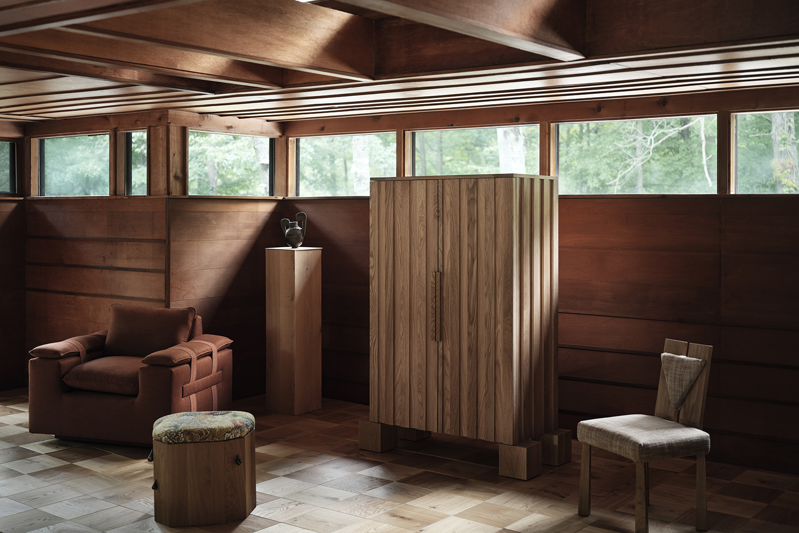 large cabinet in wood house