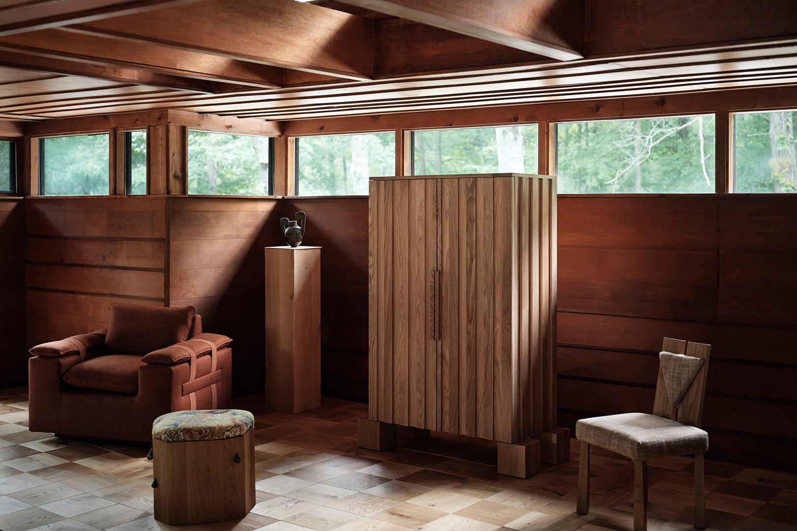 large cabinet in wood house