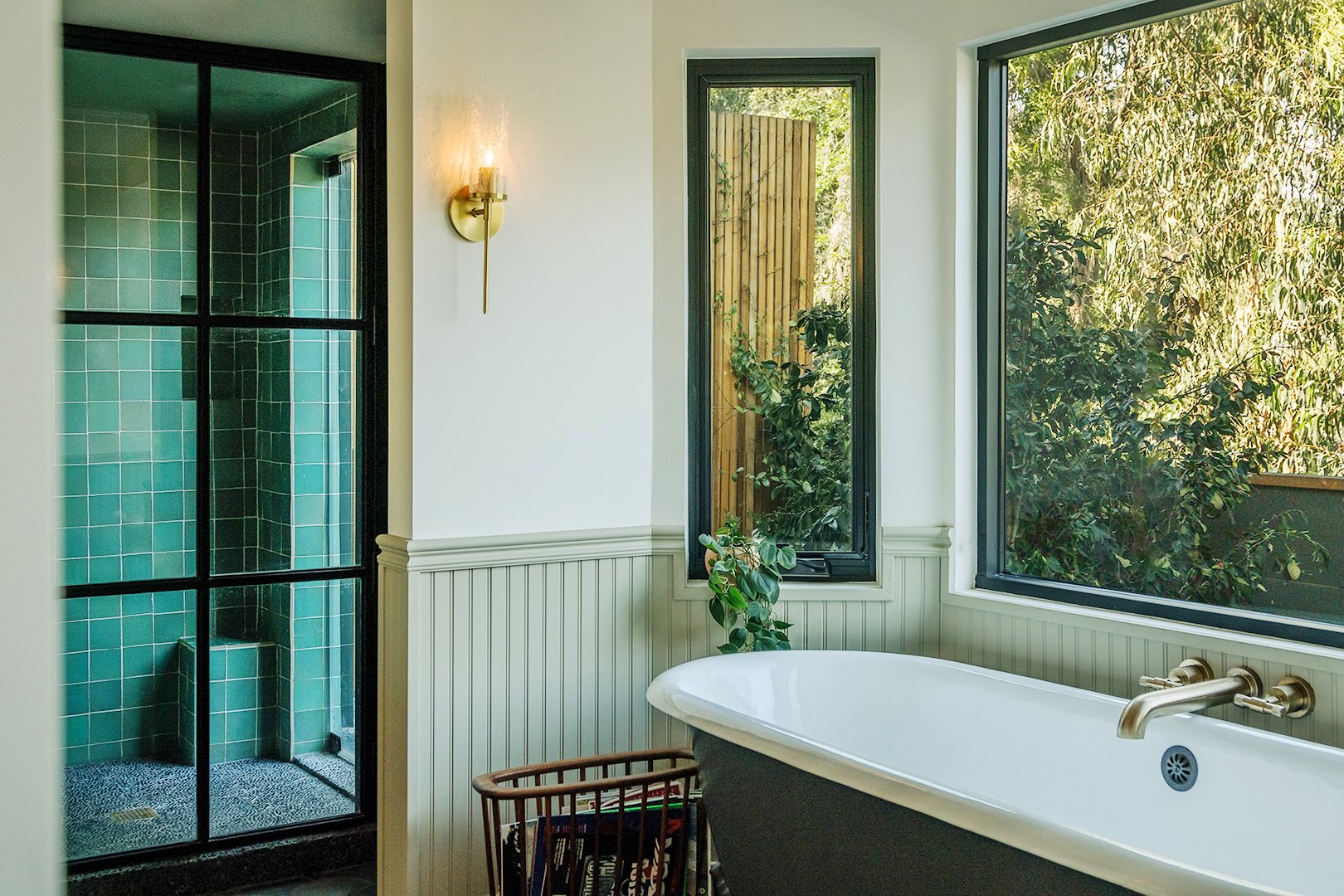 green bathroom wainscoting