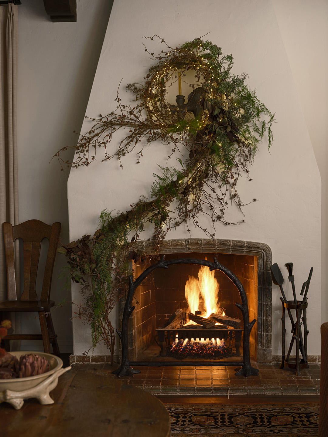 large wreath and garland intertwined